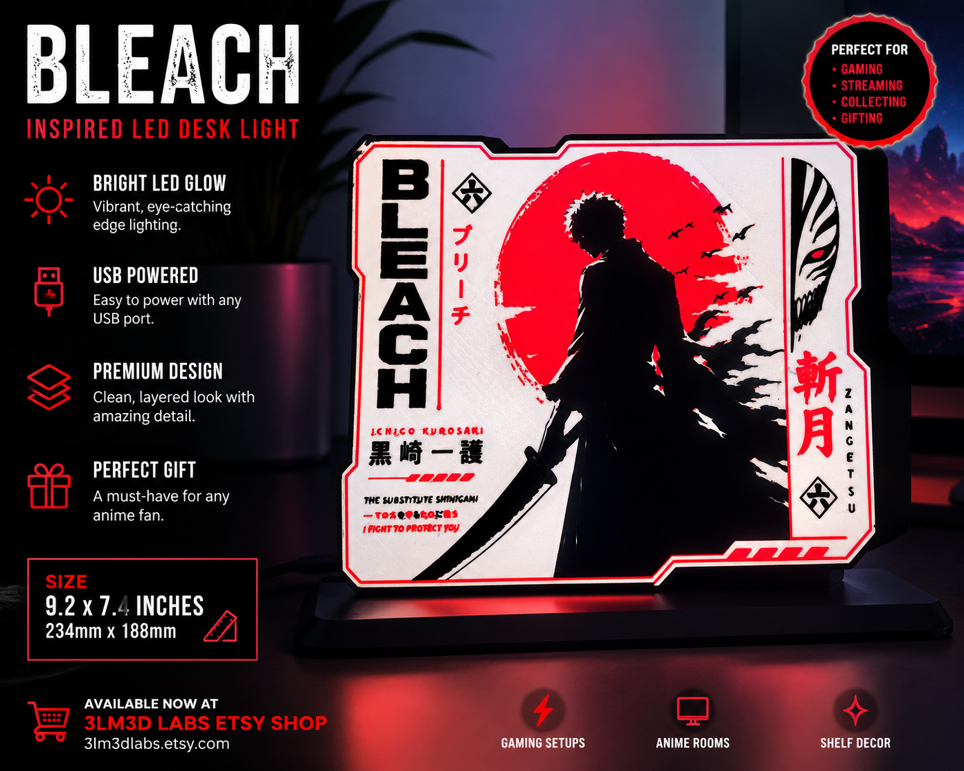 🔥 BLEACH Inspired Anime LED Desk Light 🔥