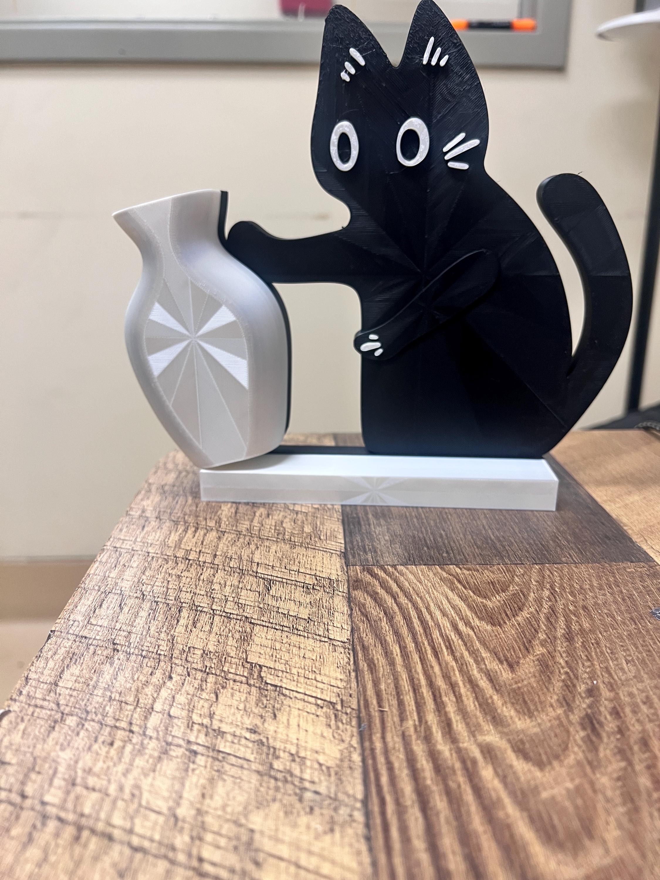 Cat Desk Organizer – Whimsical Cat Pen & Flower Holder – Cute Desk Storage Decor