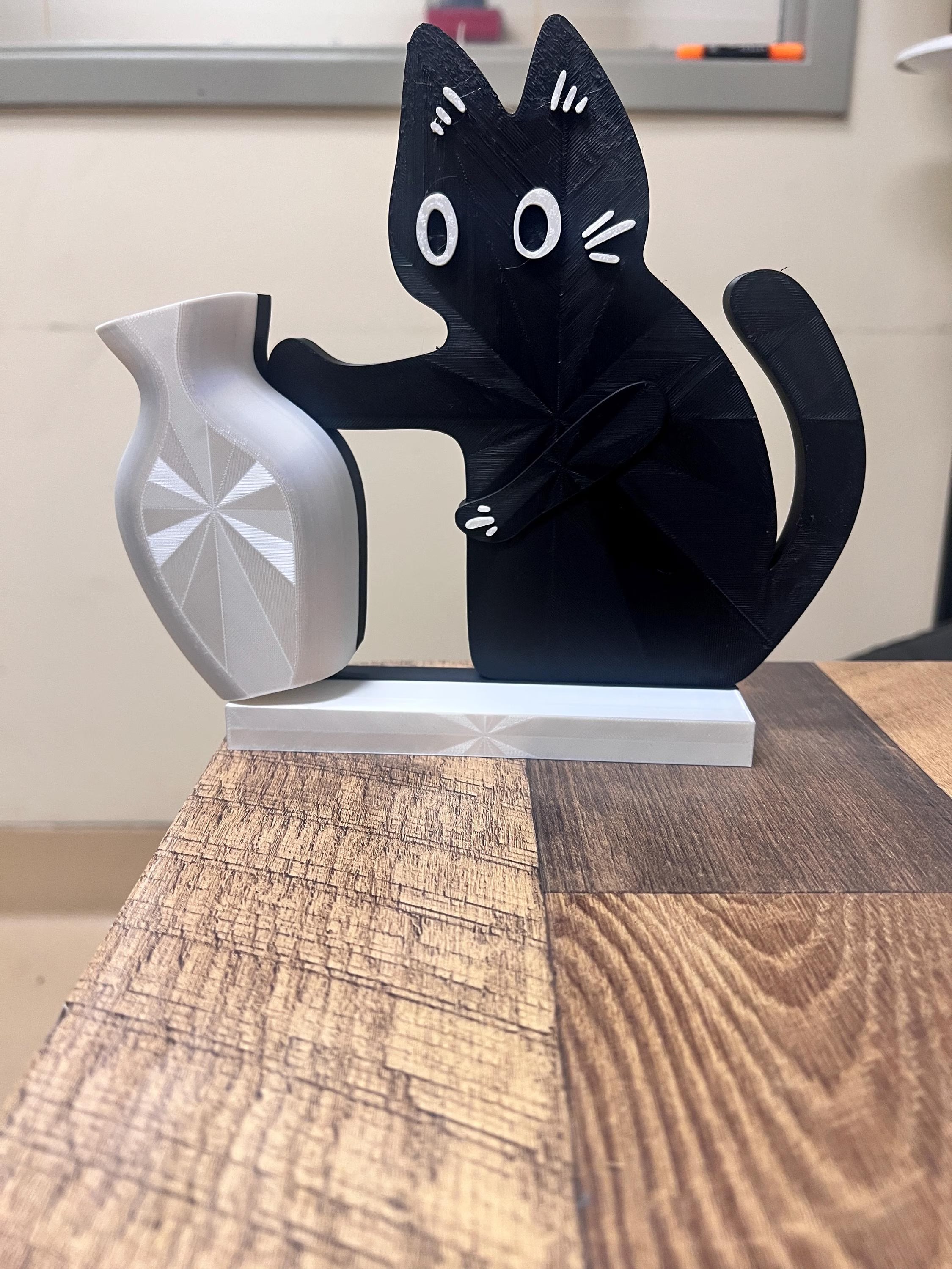 Cat Desk Organizer – Whimsical Cat Pen & Flower Holder – Cute Desk Storage Decor