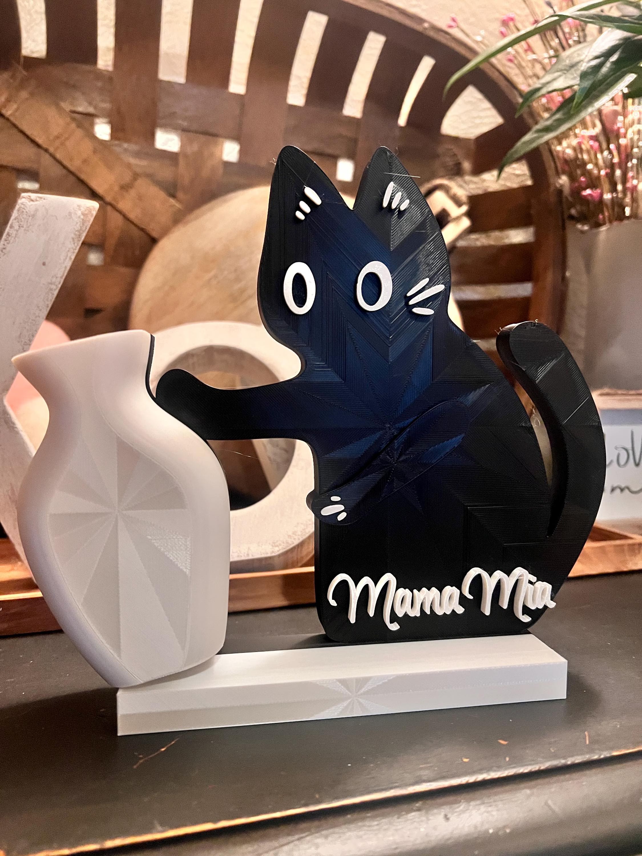 Cat Desk Organizer – Whimsical Cat Pen & Flower Holder – Cute Desk Storage Decor