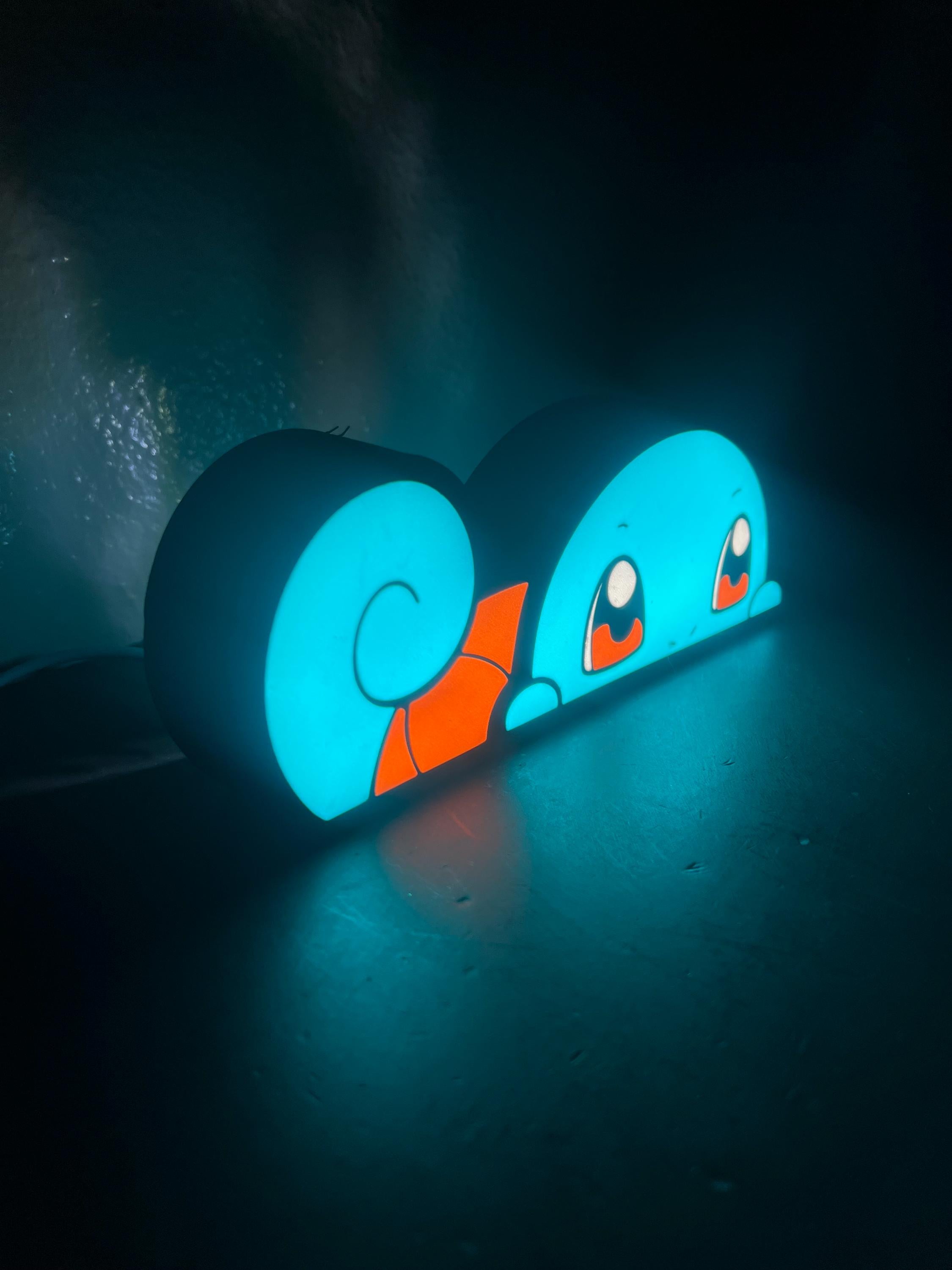 Turtle Monster LED Light Box | Gaming Desk Creature Night Lamp | Gamer Room Decor Squirtle