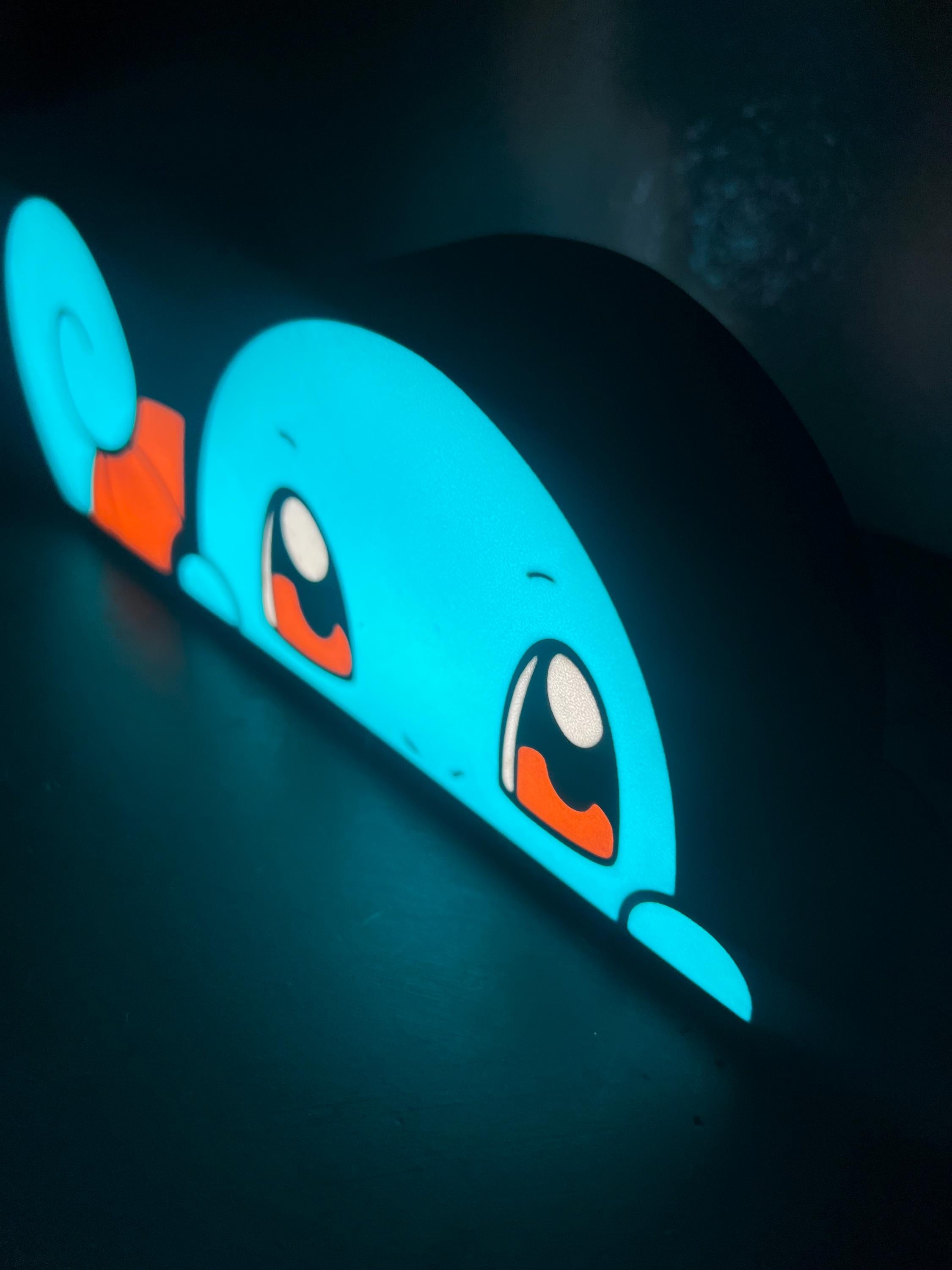 Turtle Monster LED Light Box | Gaming Desk Creature Night Lamp | Gamer Room Decor Squirtle
